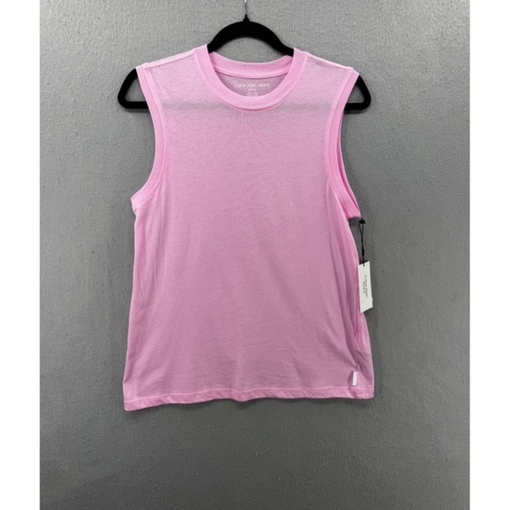 Calvin Klein Jeans Muscle Tank Womens Size Small Pink Crew Neck Top 90s Y2K NWT